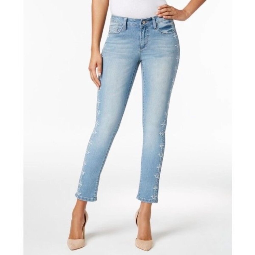 EARL JEANS Women's Embroidered Ankle Skinny Jeans Sz 12